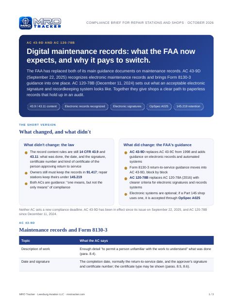 Digital Maintenance Records cover