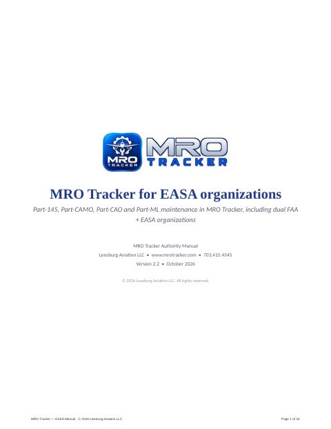 MRO Tracker for EASA organizations cover