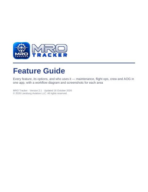 Feature Guide cover