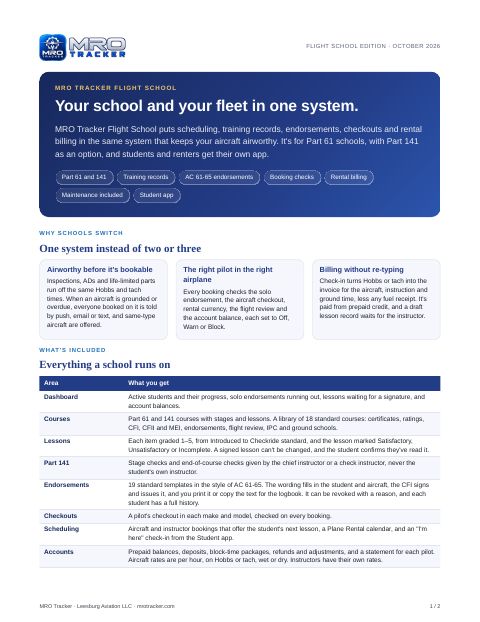Flight School overview cover