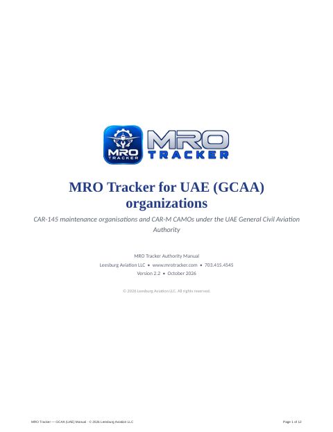 MRO Tracker for UAE (GCAA) organizations cover