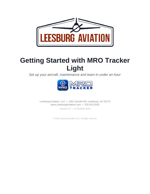 MRO Tracker Light Getting Started cover