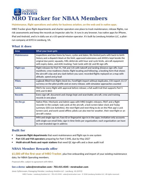 MRO Tracker for Business Aviation cover